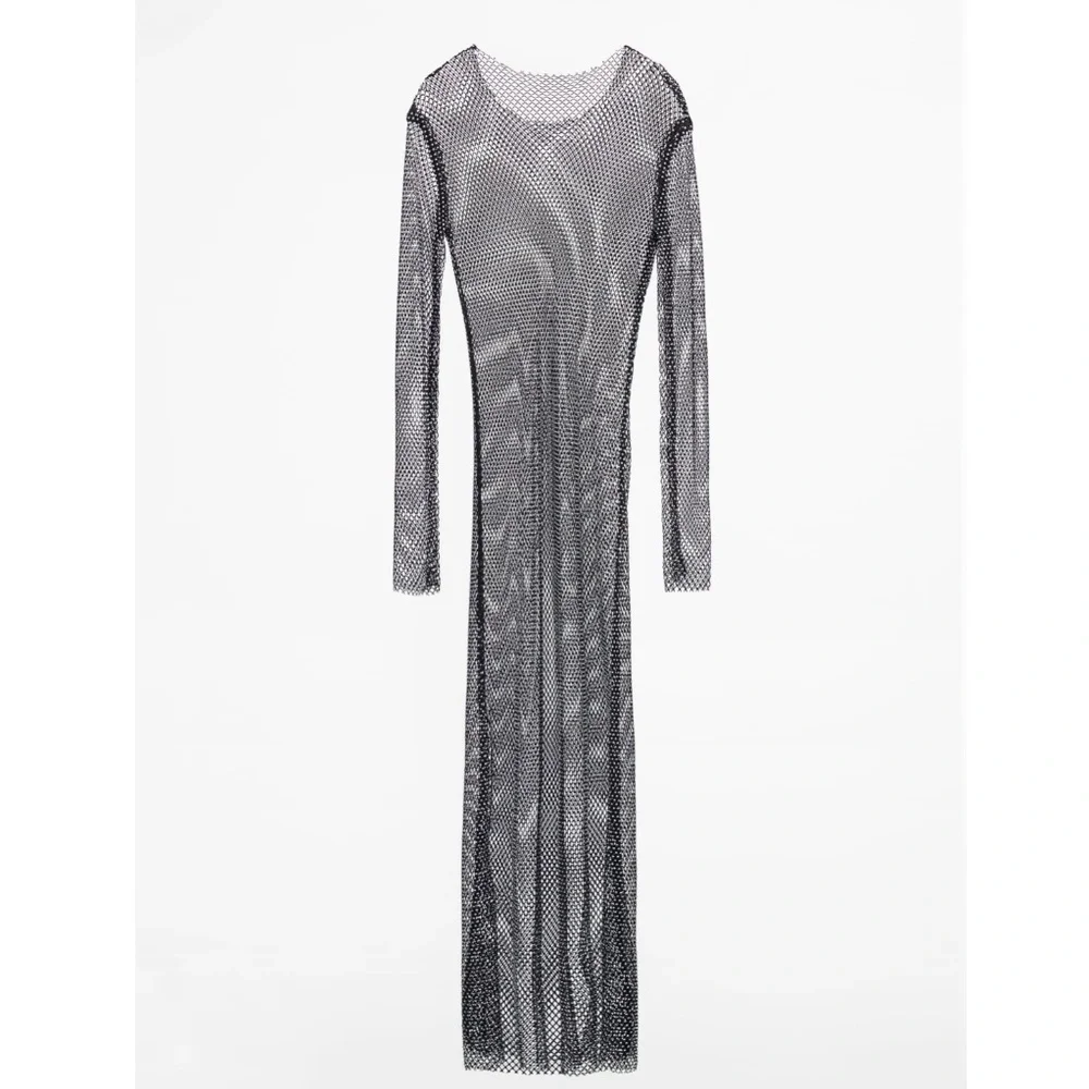 ZARA RHINESTONE MESH MIDI DRESS - Picture 11 of 11